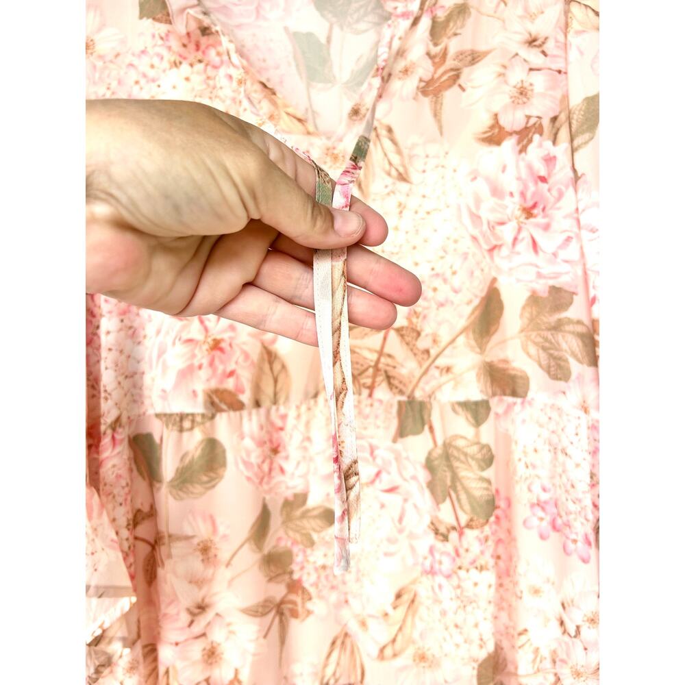 Show Me Your Mumu Viola Hydrangea Maxi Dress Pink Floral Wedding Guest Large - Picture 7 of 8